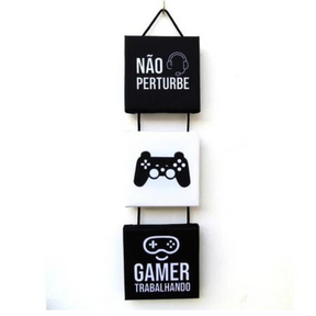 Quadro Placa Gamer Playstation Decorativo - "Não pertube, Gamer trabalhando" Os gamers piram!