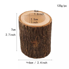 Castiçal Natural de Madeira - Kit com 3 peças