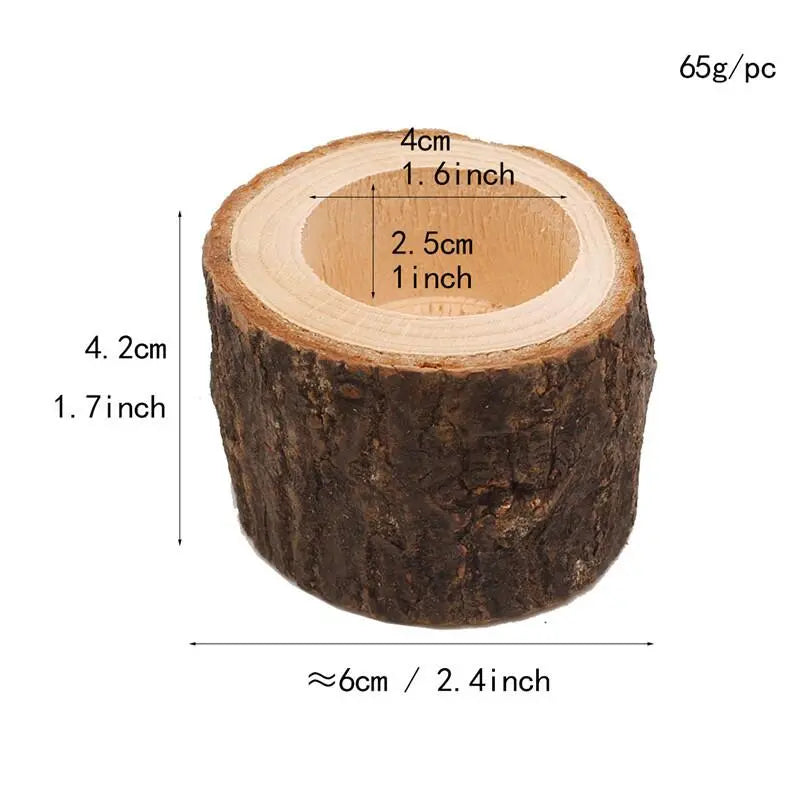 Castiçal Natural de Madeira - Kit com 3 peças