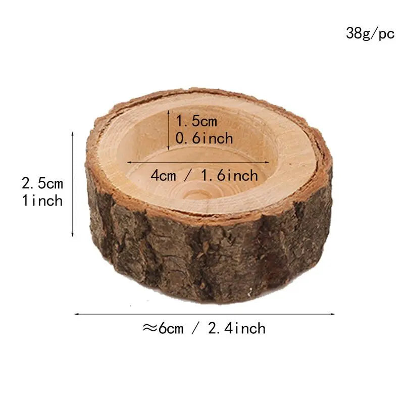 Castiçal Natural de Madeira - Kit com 3 peças