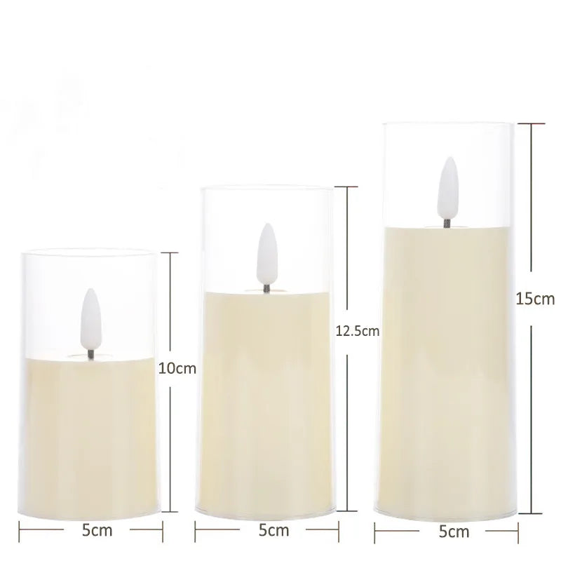 Velas Artificiais em Acrílico - Conjunto de 3 peças