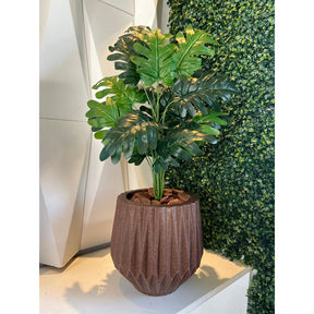 Planta Artificial Bananinha Com Vaso Origami Cores Folhas