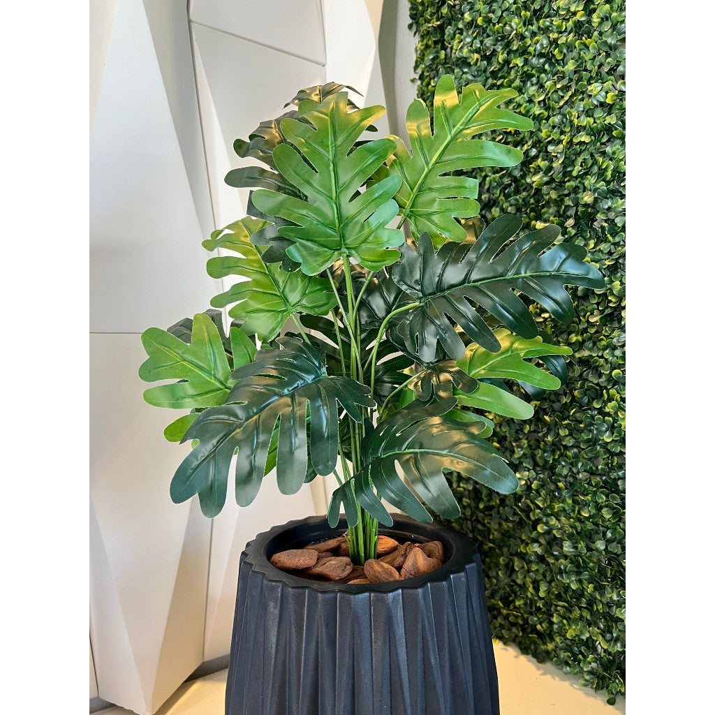 Planta Artificial Bananinha Com Vaso Origami Cores Folhas