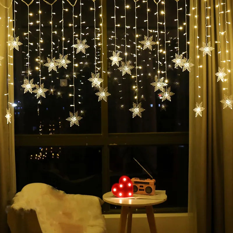 Varal de Luzes LED Flocos de Neve Natalino | Canto Decor