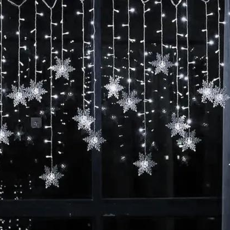 Varal de Luzes LED Flocos de Neve Natalino | Canto Decor