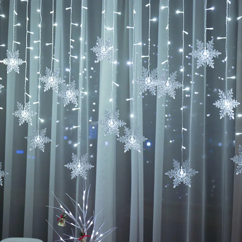 Varal de Luzes LED Flocos de Neve Natalino | Canto Decor